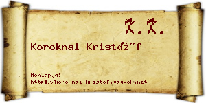 Koroknai Kristóf névjegykártya